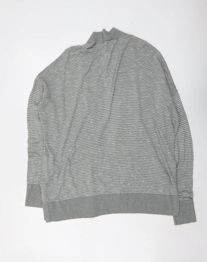 Gap Womens Grey V-Neck Striped Cotton Cardigan Jumper Size M
