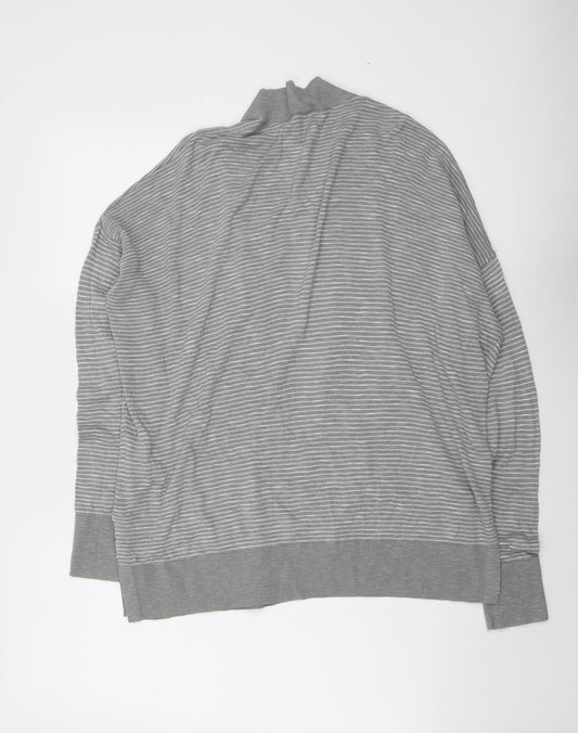 Gap Womens Grey V-Neck Striped Cotton Cardigan Jumper Size M