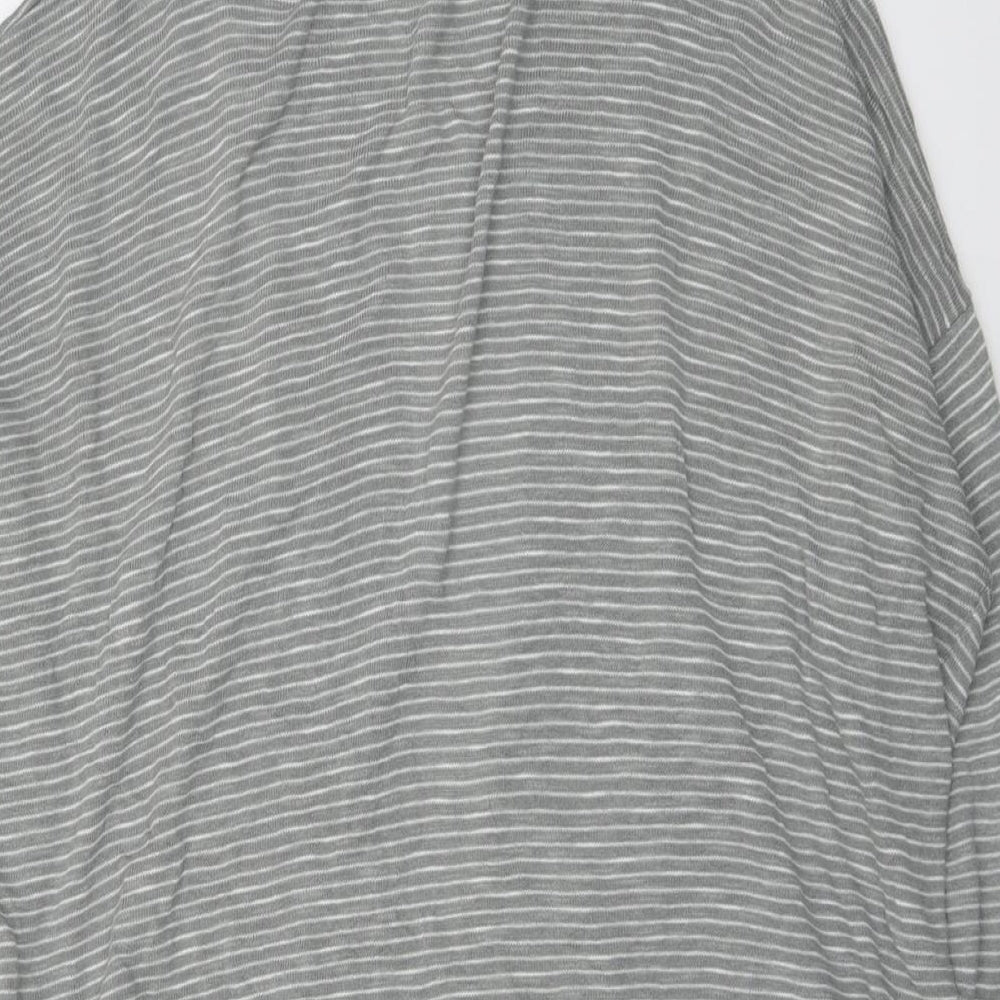 Gap Womens Grey V-Neck Striped Cotton Cardigan Jumper Size M
