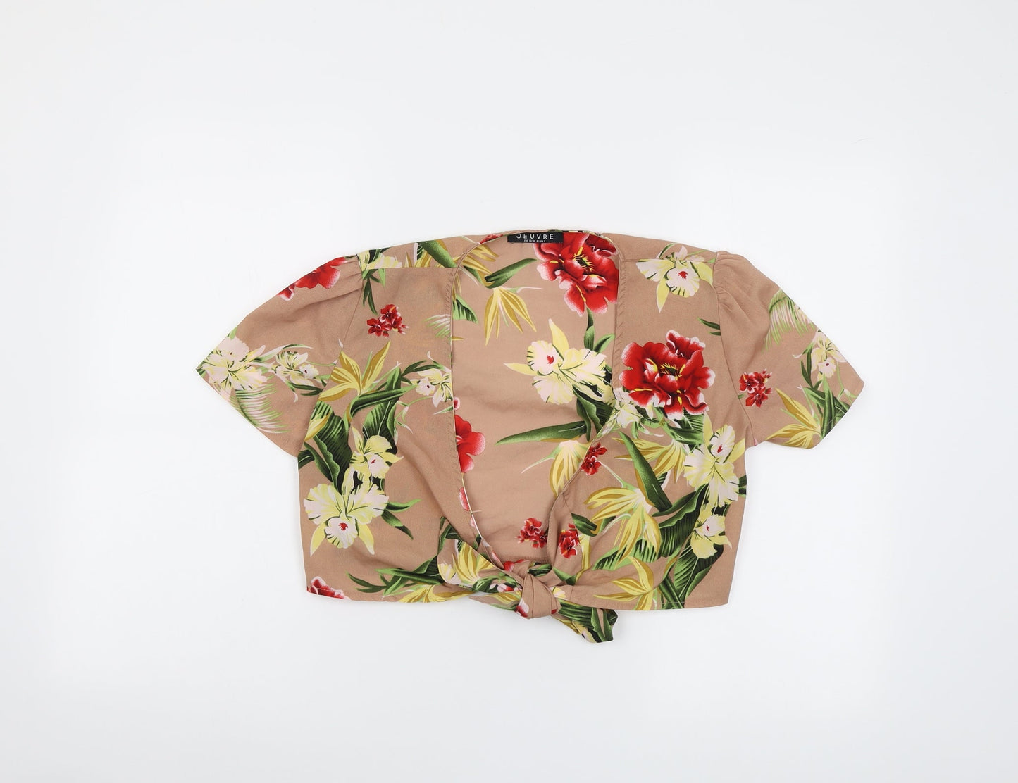 Womens UK Size 8 Jeuvre Beige Cropped Blouse