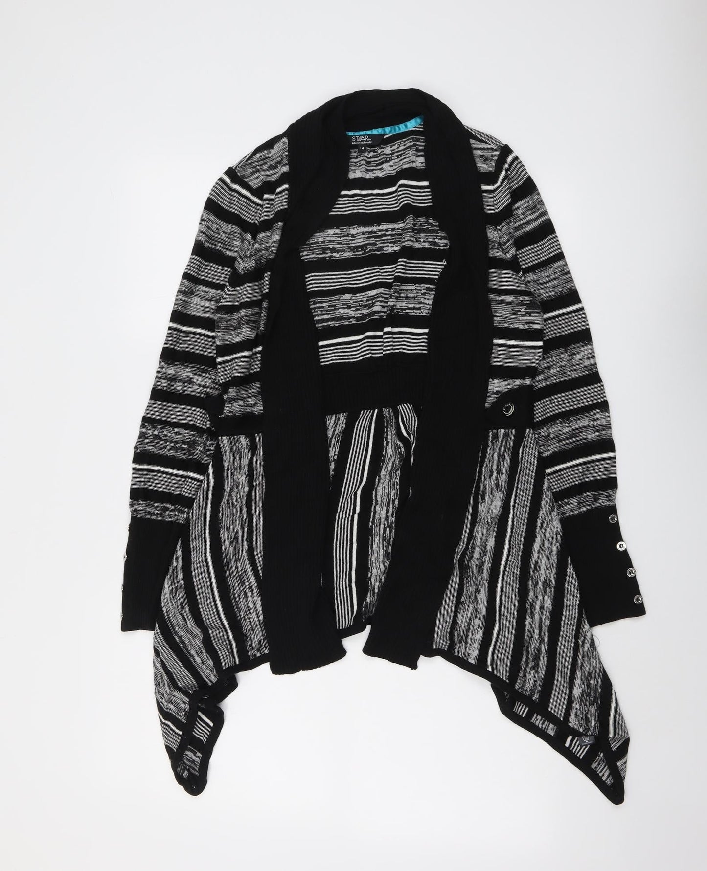 Womens UK Size 14 Star Black Cardigan Jumper