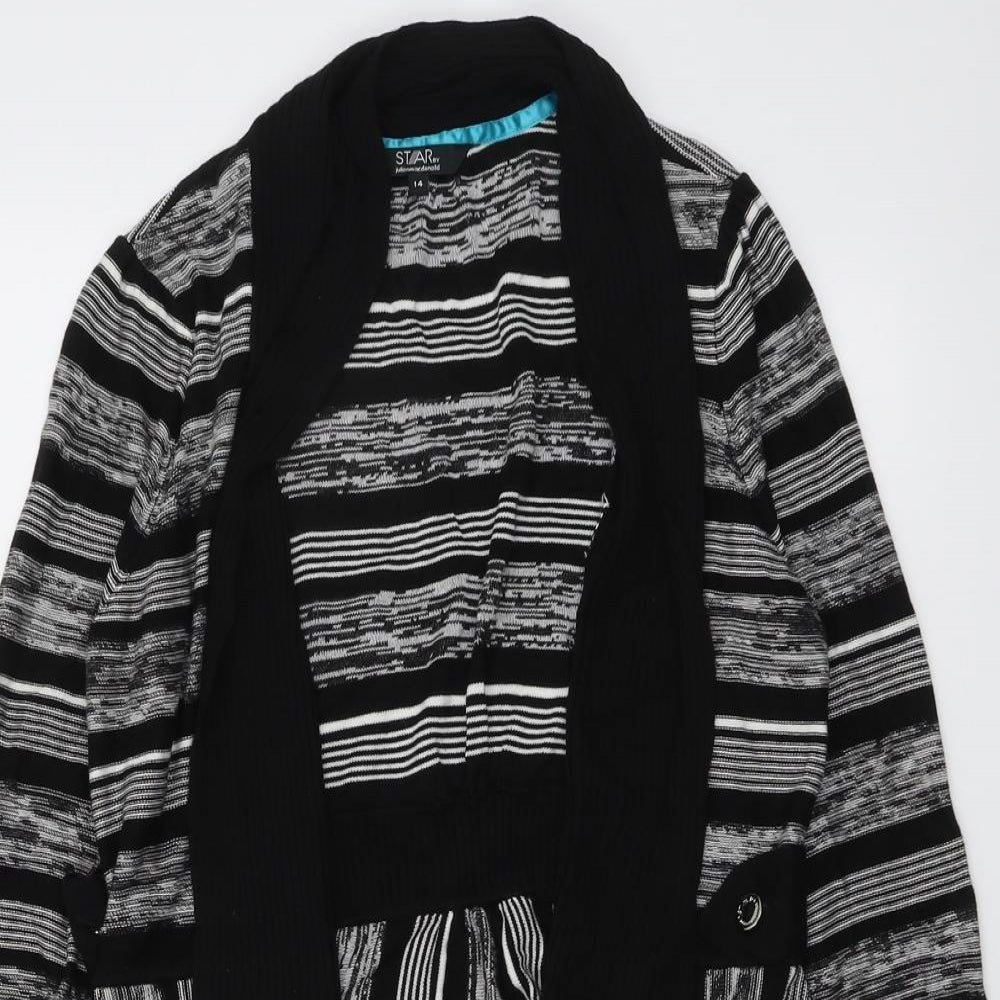 Womens UK Size 14 Star Black Cardigan Jumper