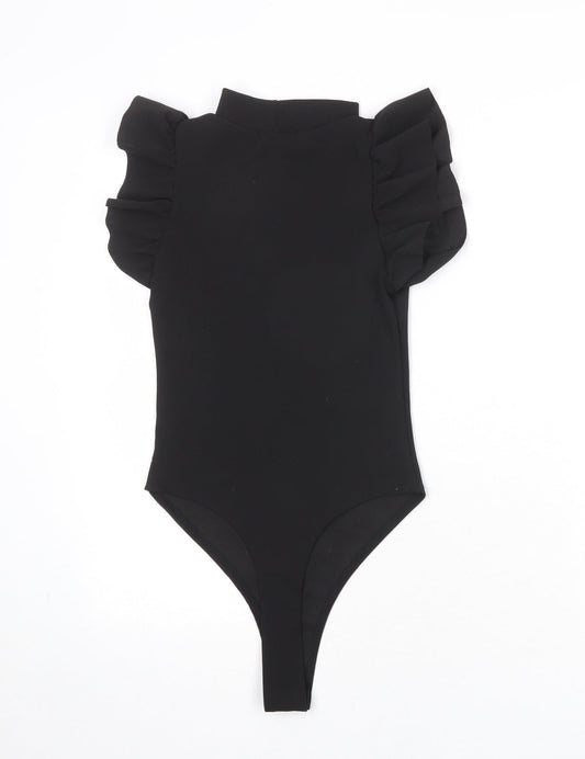 I SAW IT FIRST Womens Black Polyester Bodysuit One-Piece Size 6 Snap