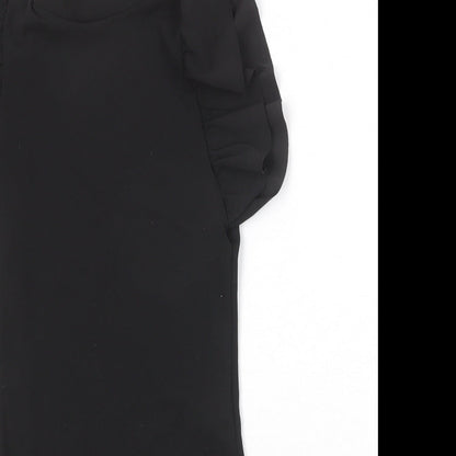 I SAW IT FIRST Womens Black Polyester Bodysuit One-Piece Size 6 Snap