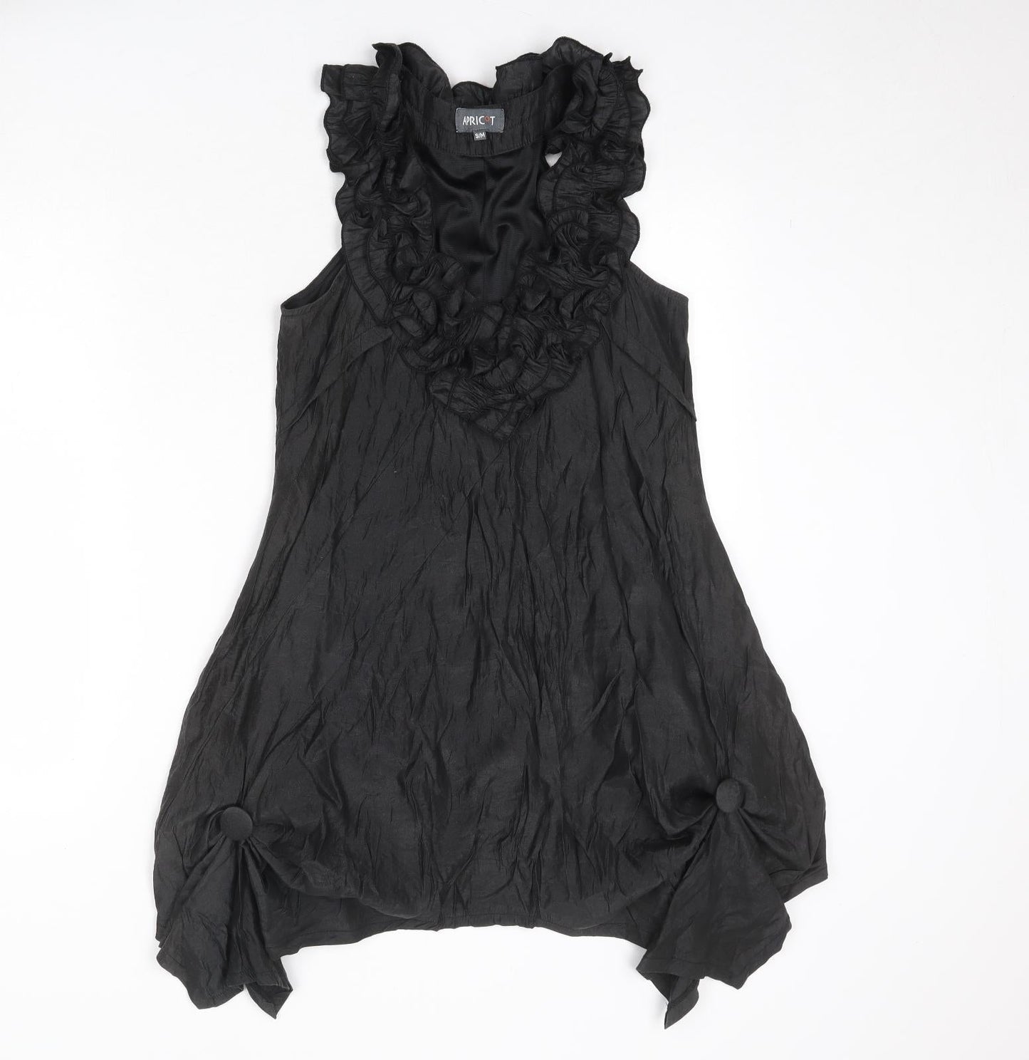 Apricot Womens Black Polyester Trapeze & Swing Size S V-Neck Pullover - Size S-M
