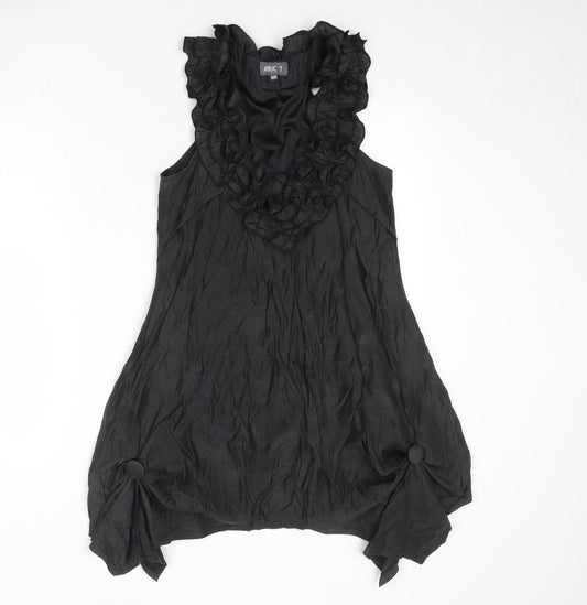 Apricot Womens Black Polyester Trapeze & Swing Size S V-Neck Pullover - Size S-M