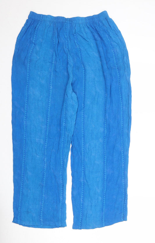essence Womens Blue Geometric Polyester Trousers Size 30 in Regular