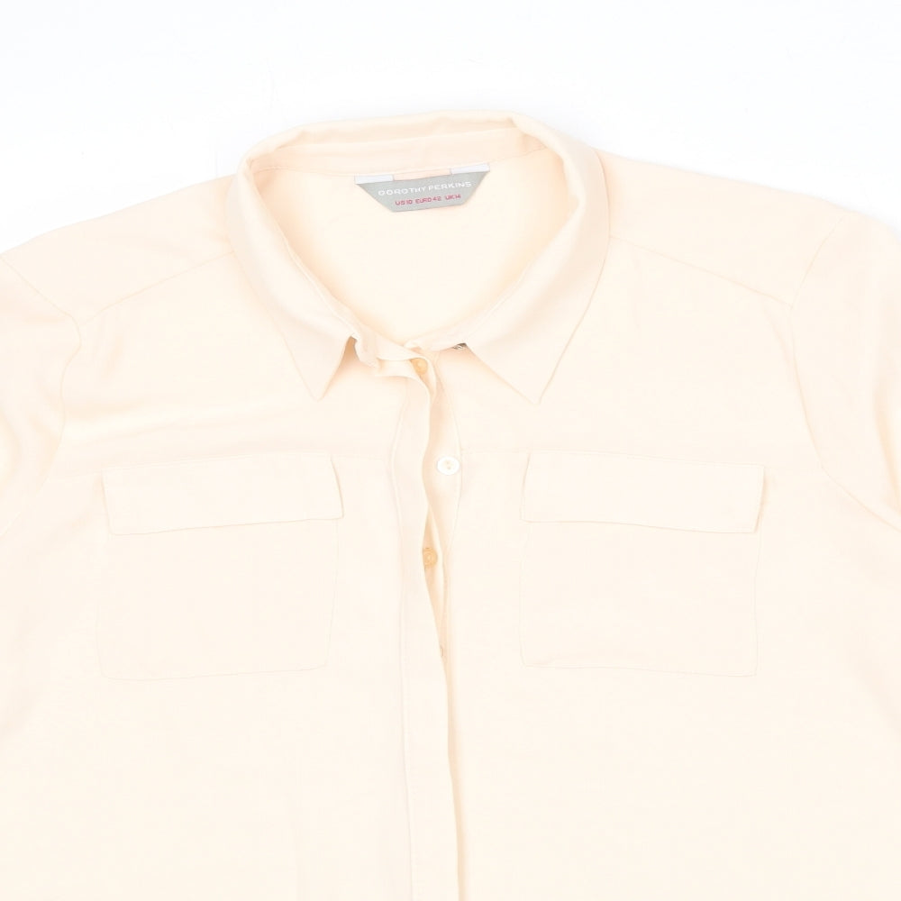 Womens UK Size 14 Dorothy Perkins Pink Basic Button-Up