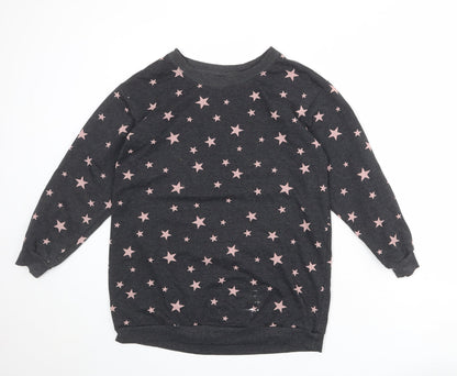 H&M Womens Grey Geometric Cotton Pullover Sweatshirt Size S Pullover - Star pattern