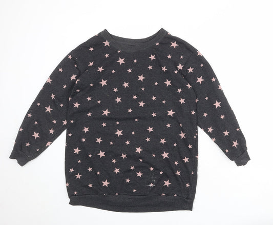 H&M Womens Grey Geometric Cotton Pullover Sweatshirt Size S Pullover - Star pattern
