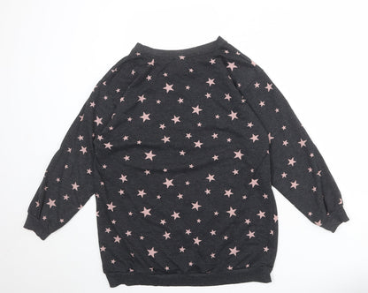 H&M Womens Grey Geometric Cotton Pullover Sweatshirt Size S Pullover - Star pattern