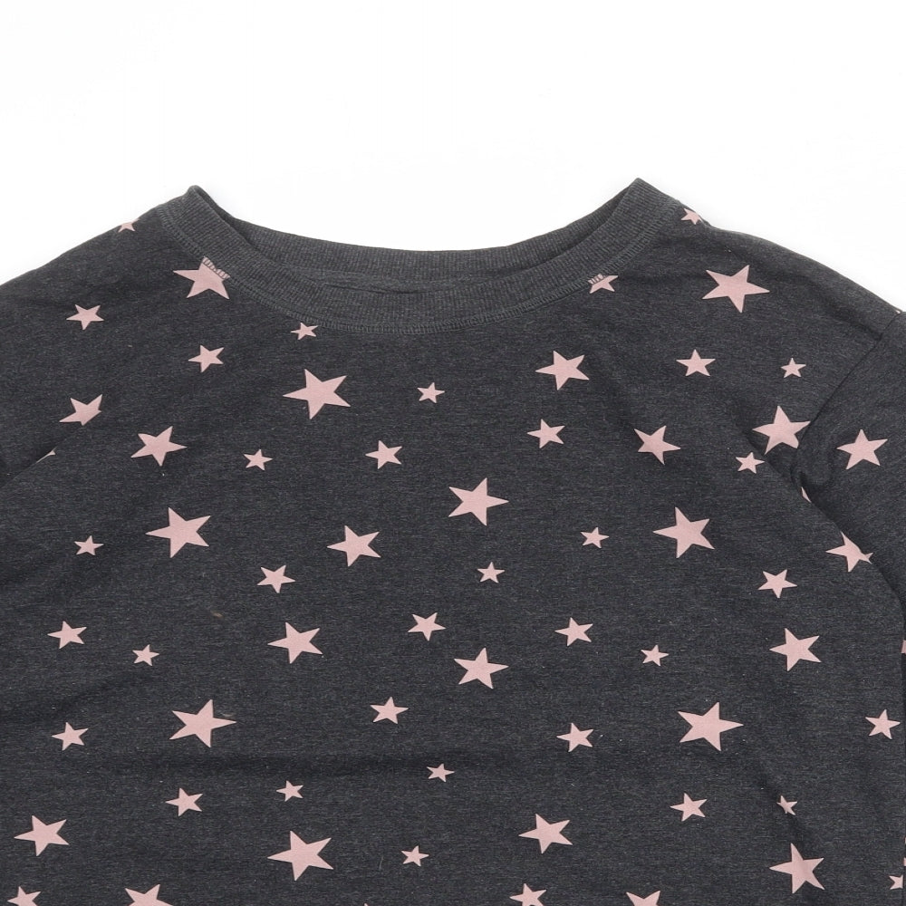 H&M Womens Grey Geometric Cotton Pullover Sweatshirt Size S Pullover - Star pattern