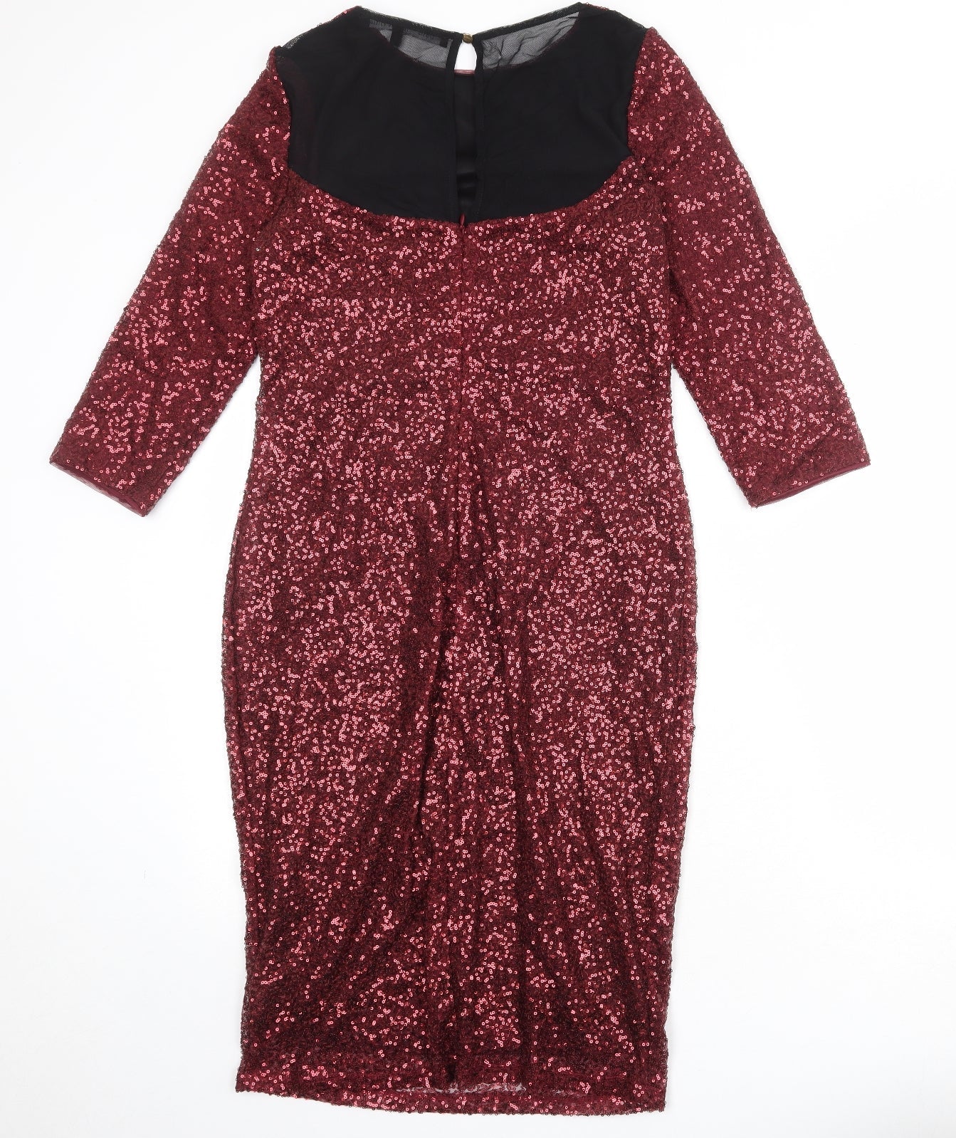 Oasis Womens Red Polyester A-Line Size M Round Neck Zip