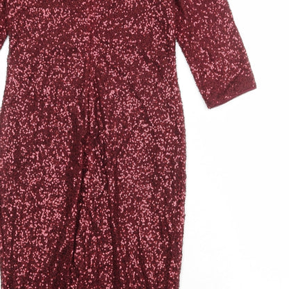 Oasis Womens Red Polyester A-Line Size M Round Neck Zip