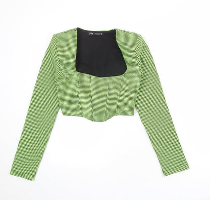 Womens UK Size S Zara Green Cropped Tank