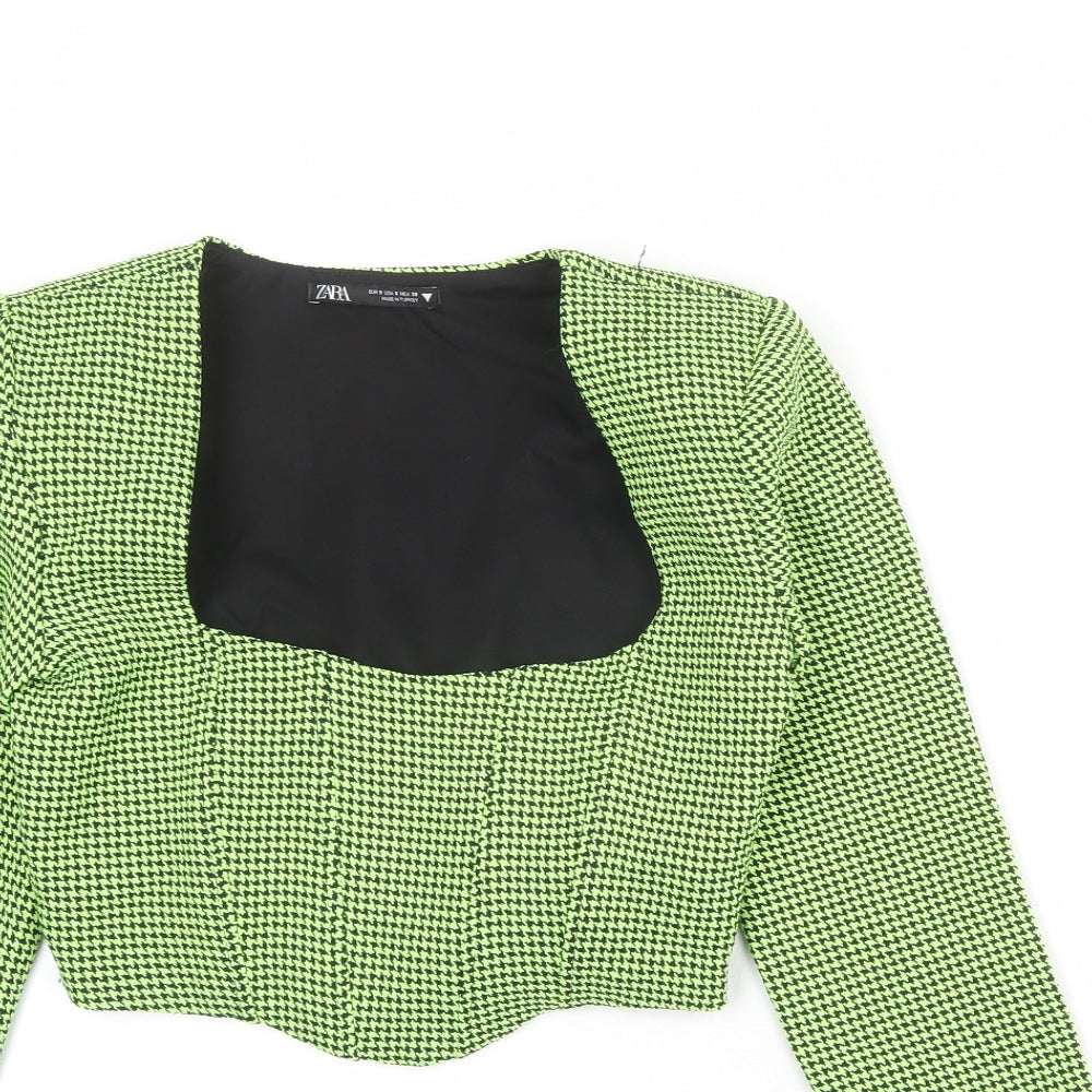 Womens UK Size S Zara Green Cropped Tank