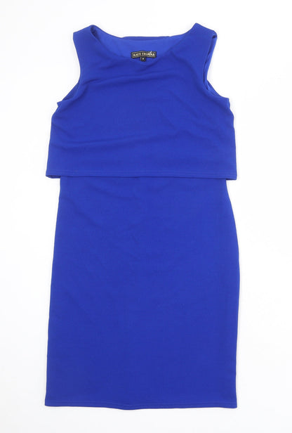 Kate Thomas Womens Blue Polyester A-Line Size 8 Round Neck Pullover