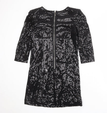 Influence Womens Black Polyester A-Line Size 12 Round Neck Zip