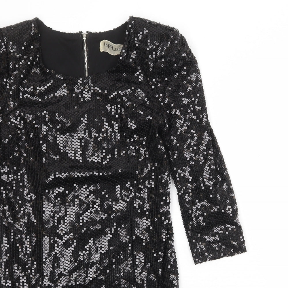 Influence Womens Black Polyester A-Line Size 12 Round Neck Zip