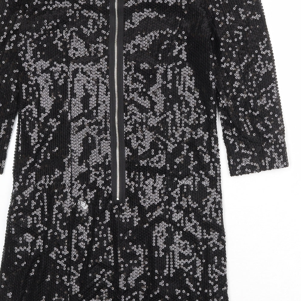 Influence Womens Black Polyester A-Line Size 12 Round Neck Zip