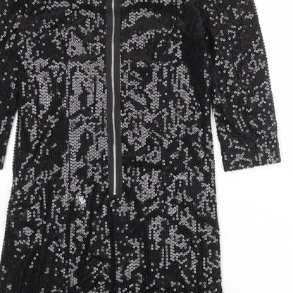 Influence Womens Black Polyester A-Line Size 12 Round Neck Zip