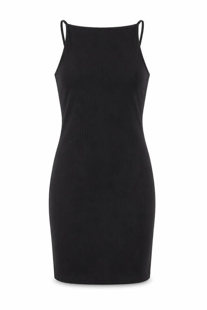River Island Womens Black Polyester Bodycon Size 6 Boat Neck Lace Up