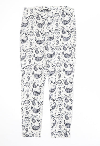 Mango Womens Ivory Paisley Polyester Trousers Size 8 Regular Zip