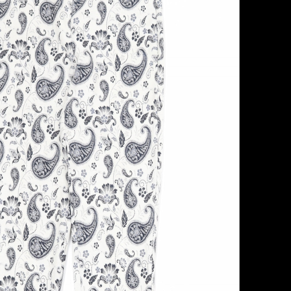 Mango Womens Ivory Paisley Polyester Trousers Size 8 Regular Zip