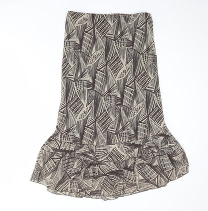 Marks and Spencer Womens Brown Geometric Polyester Trumpet Skirt Size 12