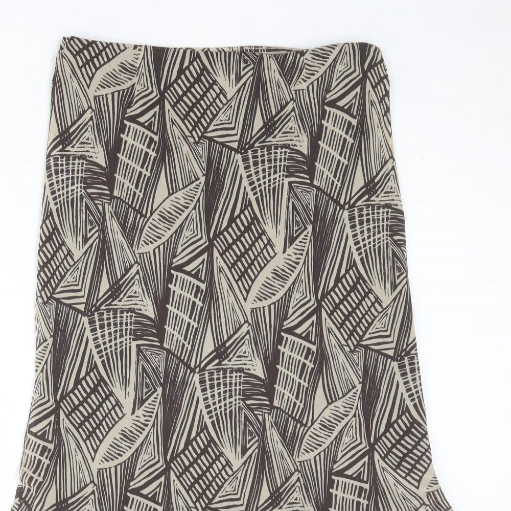 Marks and Spencer Womens Brown Geometric Polyester Trumpet Skirt Size 12