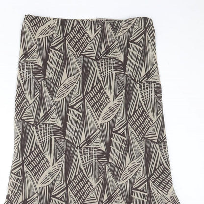 Marks and Spencer Womens Brown Geometric Polyester Trumpet Skirt Size 12