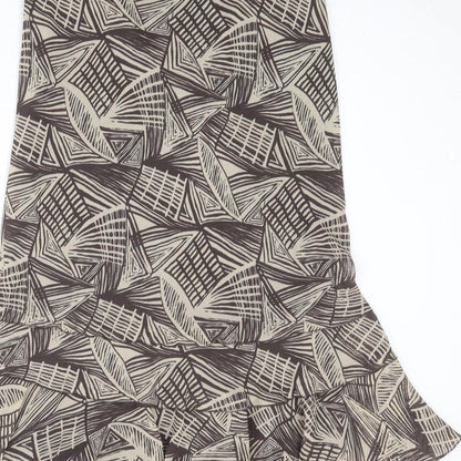 Marks and Spencer Womens Brown Geometric Polyester Trumpet Skirt Size 12