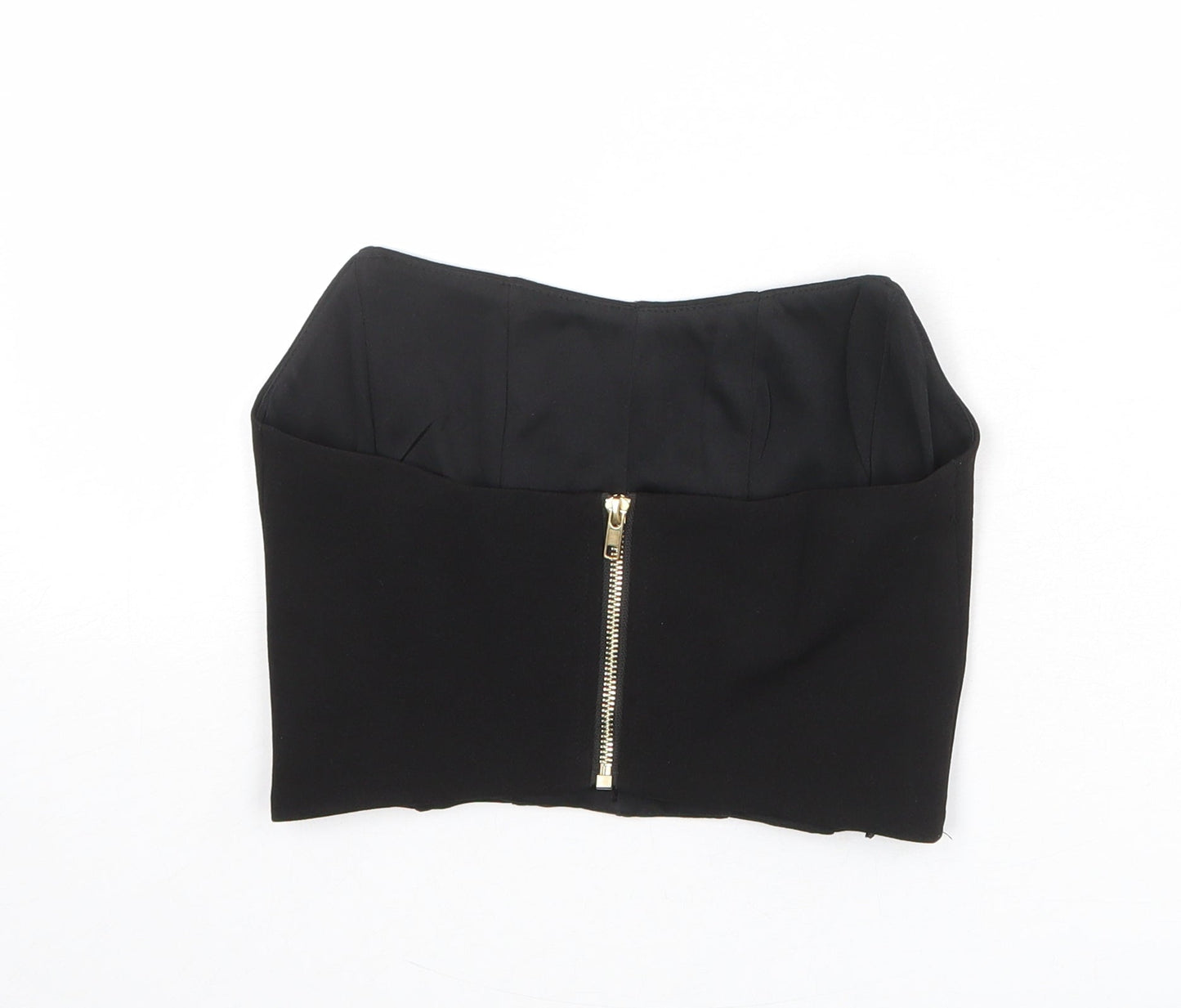Nasty Gal Girls Black Polyester Cropped Tank Size S Sweetheart Zip
