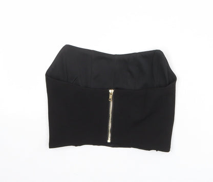 Nasty Gal Girls Black Polyester Cropped Tank Size S Sweetheart Zip