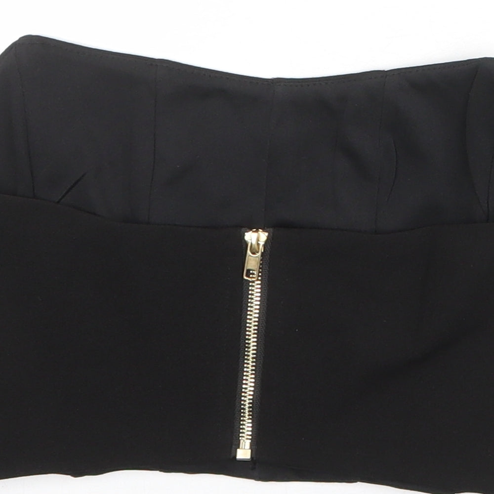 Nasty Gal Girls Black Polyester Cropped Tank Size S Sweetheart Zip