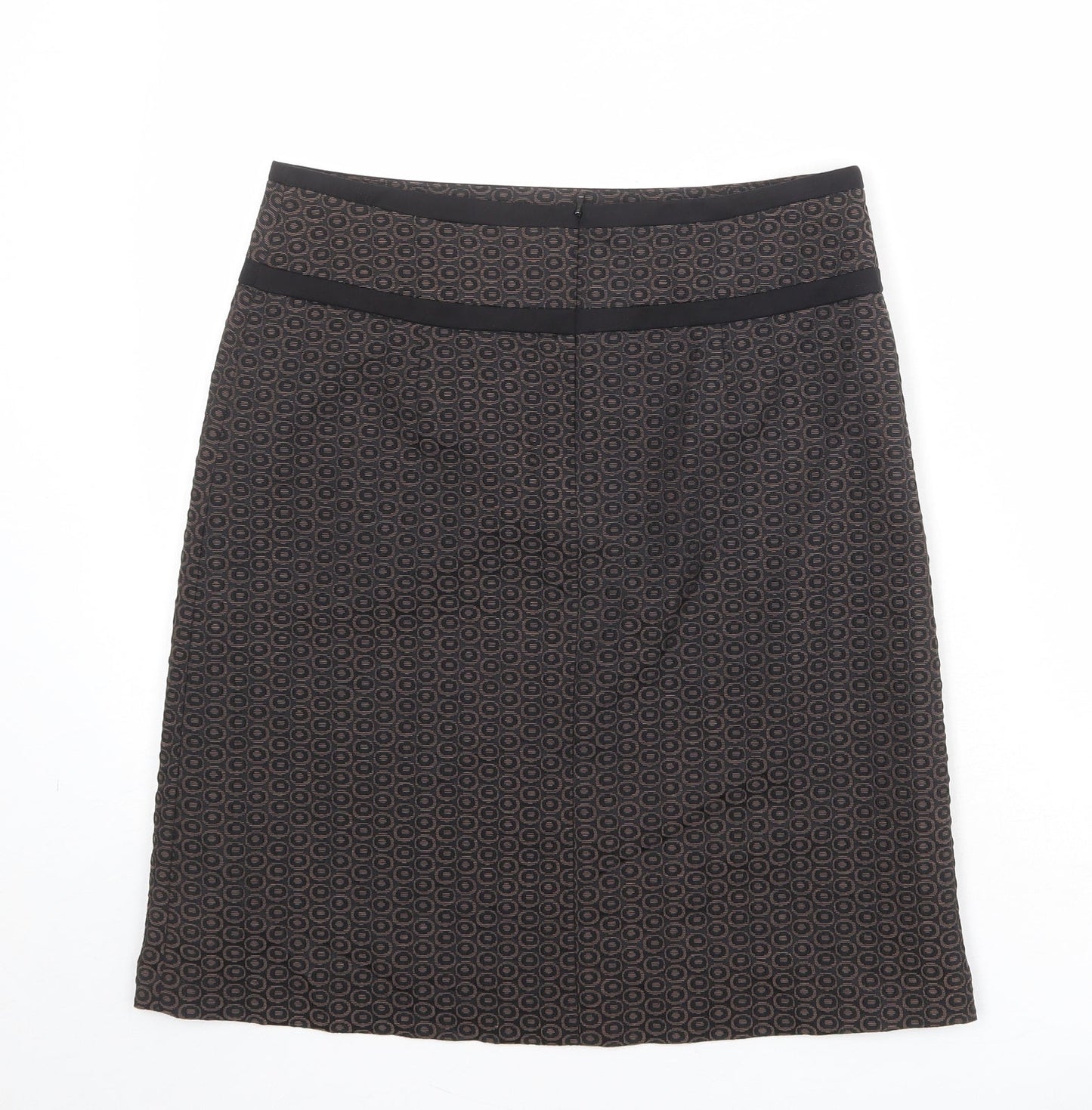 Marks and Spencer Womens Grey Geometric Polyester A-Line Skirt Size 10 Zip