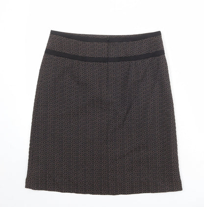 Marks and Spencer Womens Grey Geometric Polyester A-Line Skirt Size 10 Zip