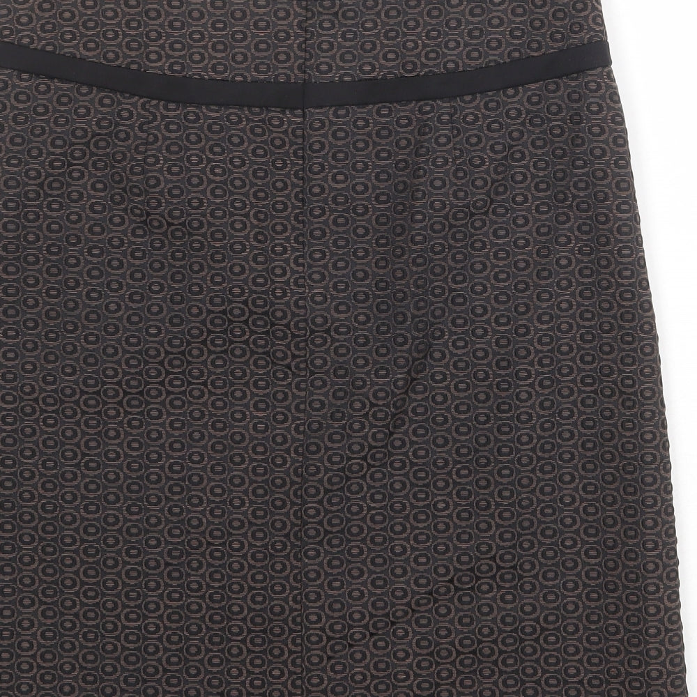 Marks and Spencer Womens Grey Geometric Polyester A-Line Skirt Size 10 Zip