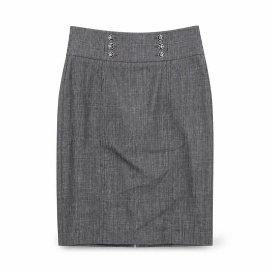 Front view of Principles girls’ grey cotton straight & pencil skirt, size 12, years regular zip