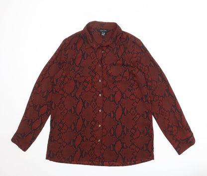 Womens UK Size 8 New Look Red Basic Button-Up