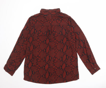 Womens UK Size 8 New Look Red Basic Button-Up