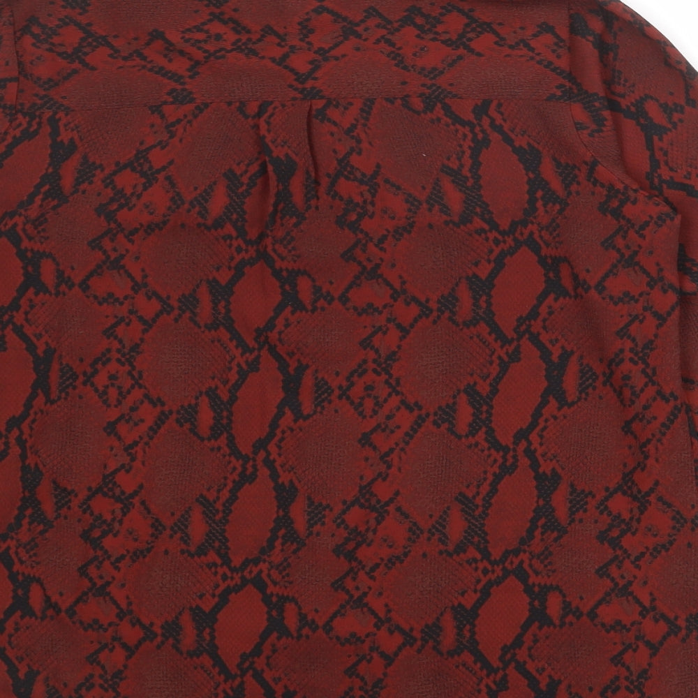 Womens UK Size 8 New Look Red Basic Button-Up