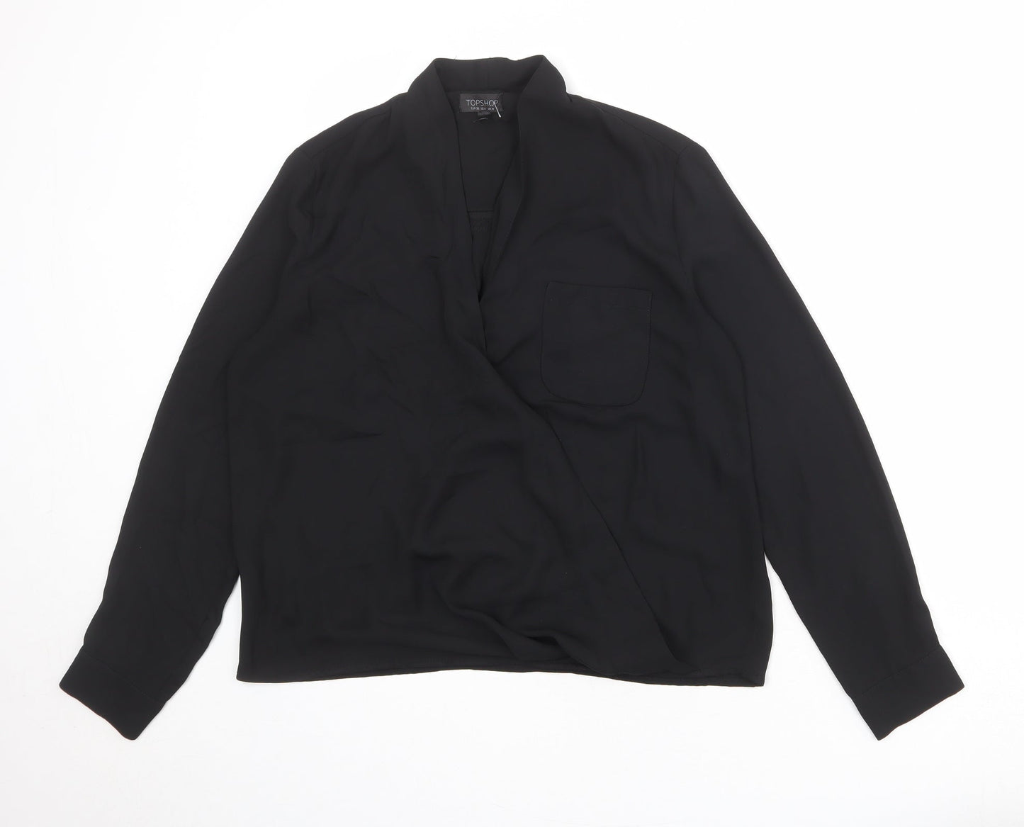 Womens UK Size 10 Topshop Black Basic Blouse