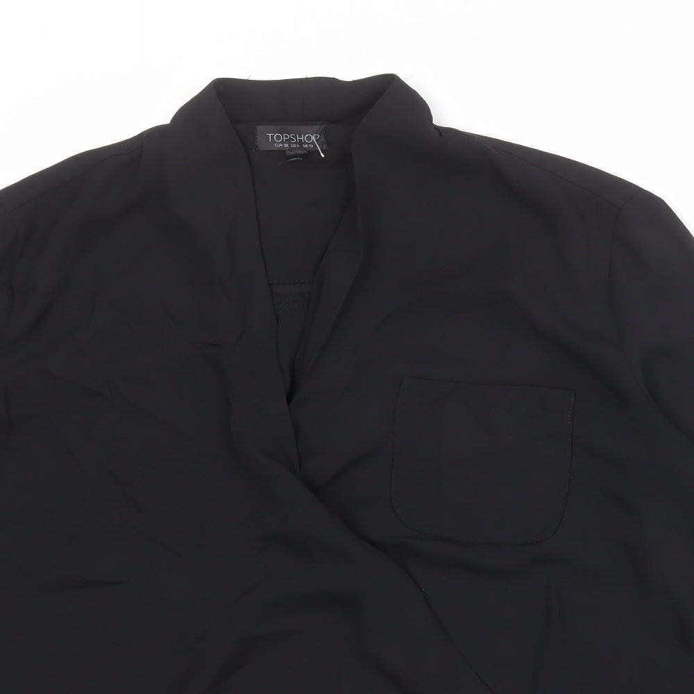 Womens UK Size 10 Topshop Black Basic Blouse