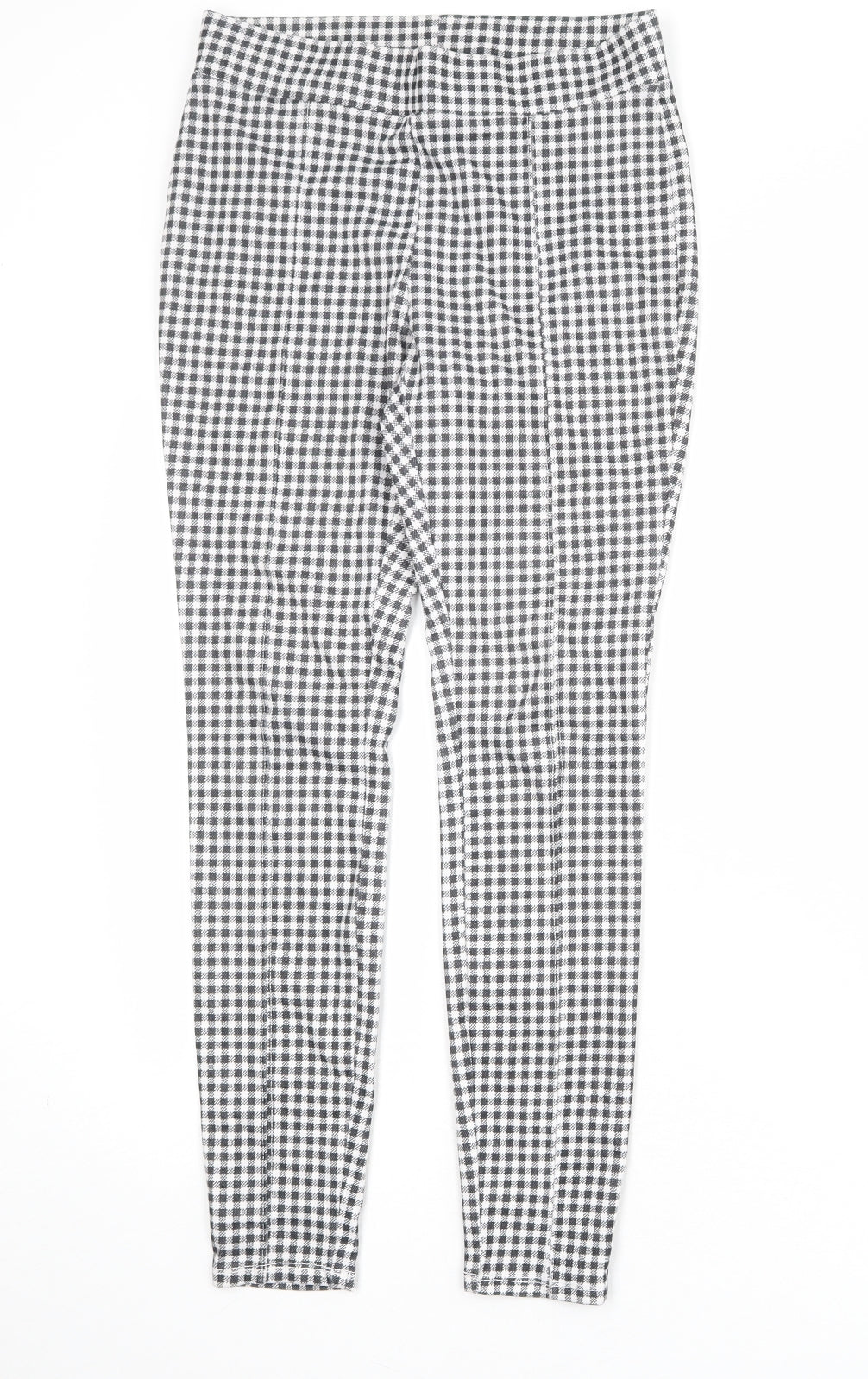 Faded Glory Womens Black Check Viscose Trousers Size S Regular