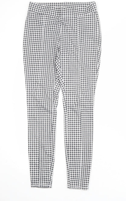 Faded Glory Womens Black Check Viscose Trousers Size S Regular