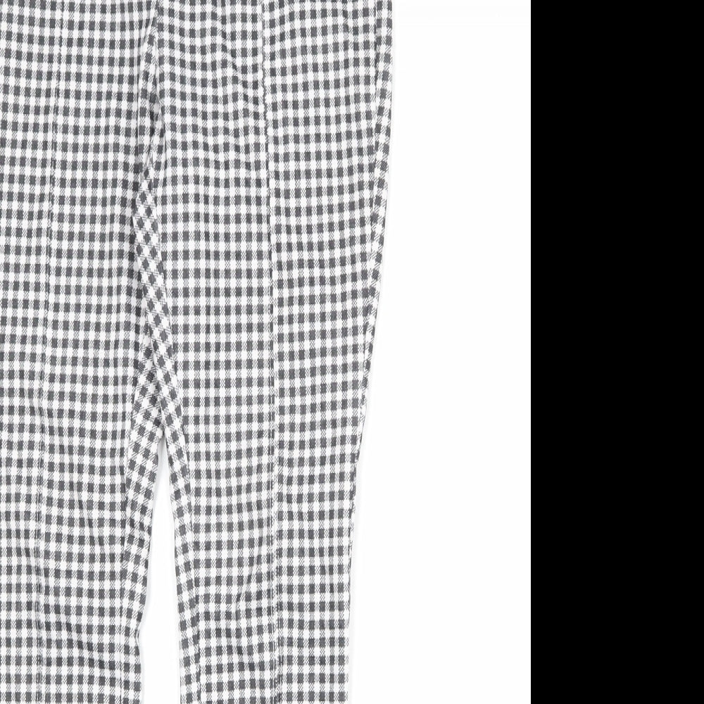 Faded Glory Womens Black Check Viscose Trousers Size S Regular
