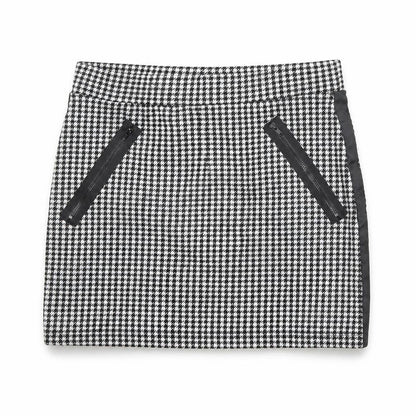 FACTORIE Womens Black Geometric Polyester A-Line Skirt Size M - Houndstooth pattern