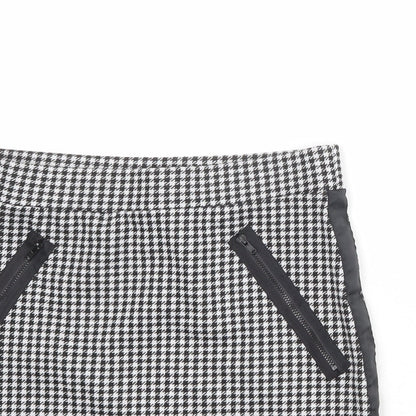 FACTORIE Womens Black Geometric Polyester A-Line Skirt Size M - Houndstooth pattern