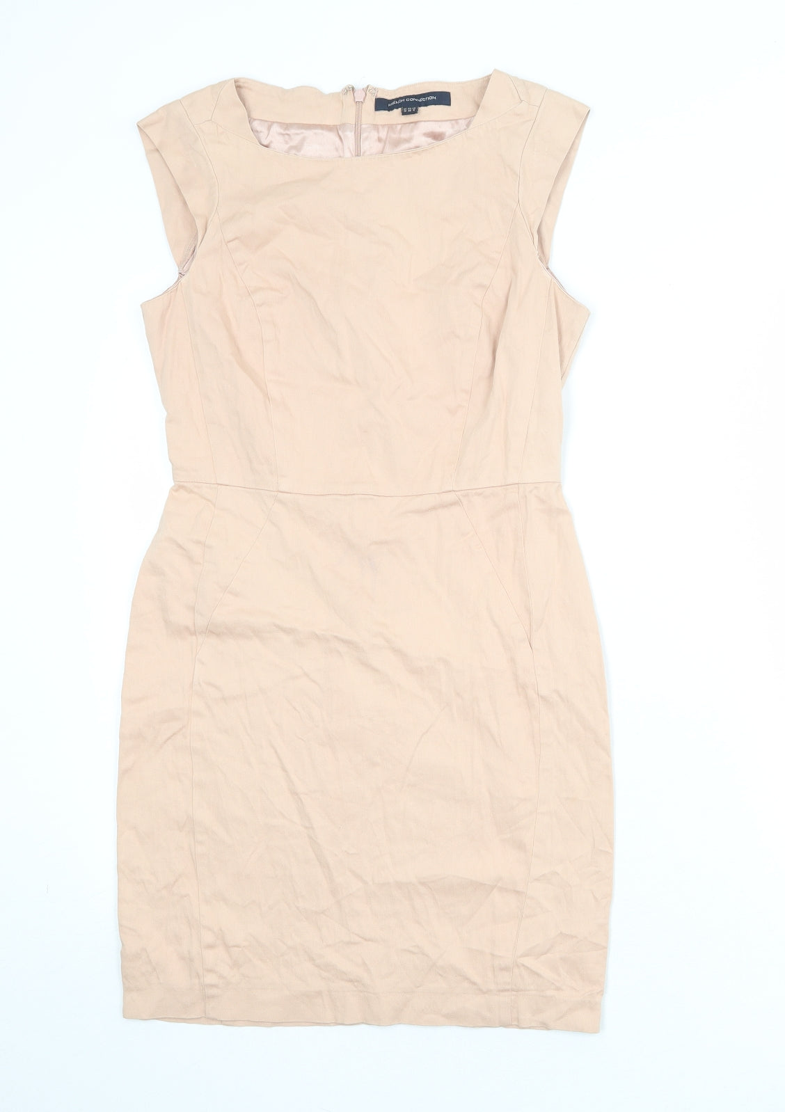 French Connection Womens Pink Cotton Shift Size 10 Round Neck Zip